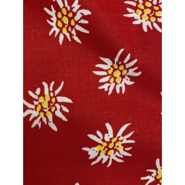 Tissu coton edelweiss rouge