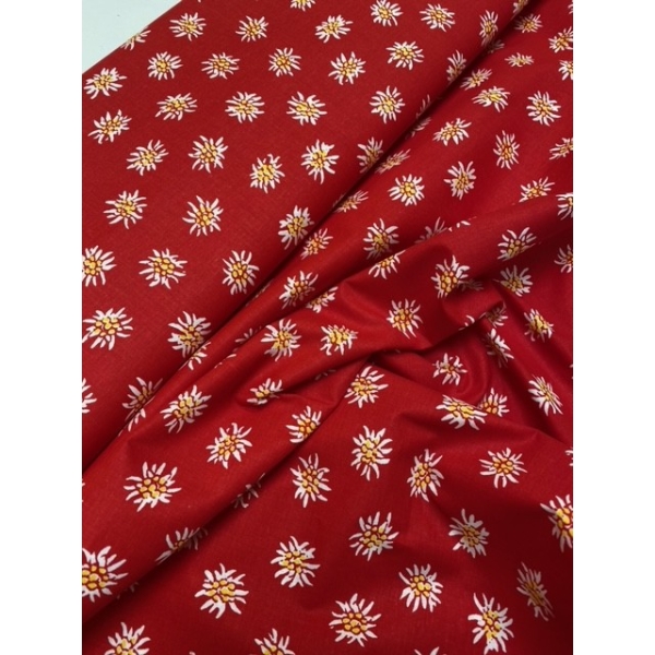 Tissu coton edelweiss rouge