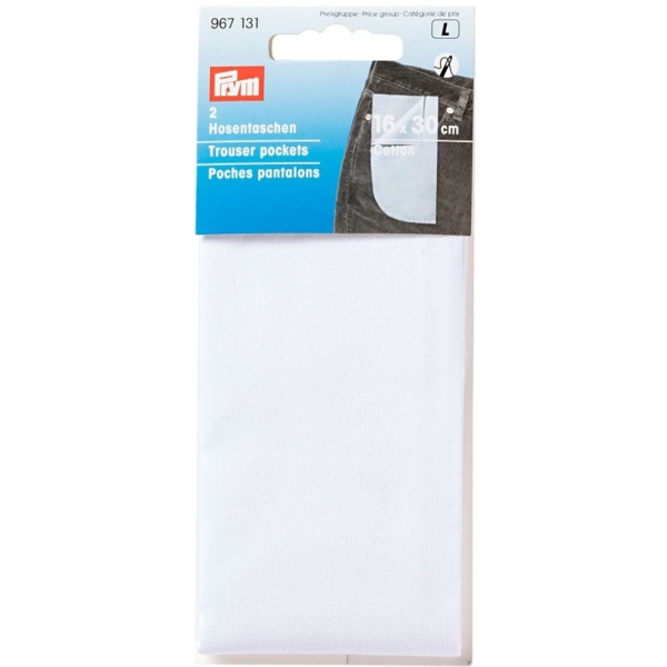 Poches pour pantalon blanches 2x [16 x 13 cm] coton