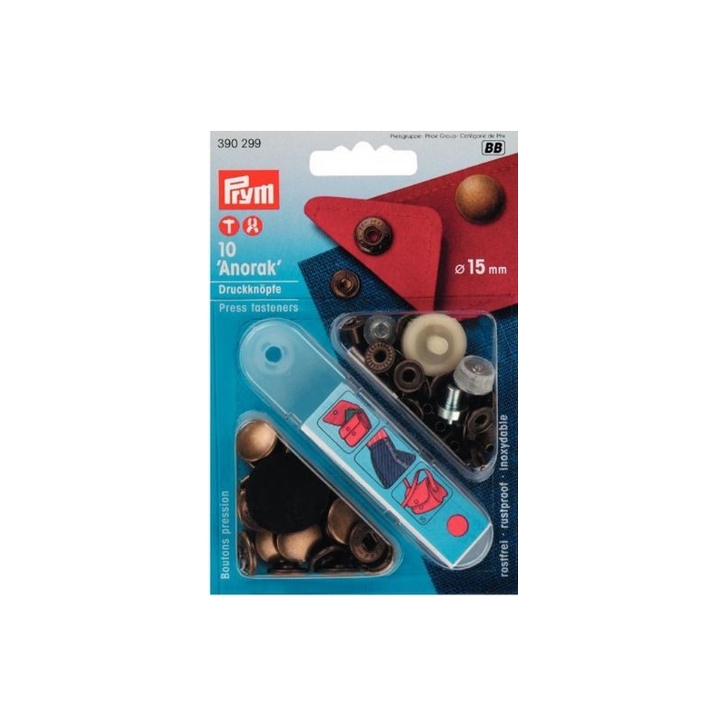 Prym 673135 Jeu Outils Pose Boutons Pression 15mm - Compatible Pince Vario - Pour Vêtements, Sport