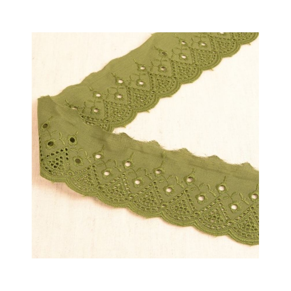 Broderie anglaise vert kaki