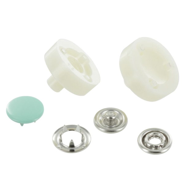 Bouton pression jersey BabySnap® rond métal vert/mint