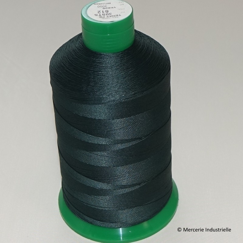 FIL TENAX Polyester N°15 - Cône de 1500 m - Col : NOIR FIL TENAX Polyester N°15 - Cône de 1500 m - Col : NOIR