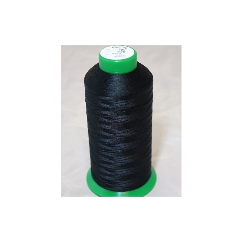 FIL TENAX Polyester N°120 – Bobine de 5000 m – Col : NOIR FIL TENAX Polyester N°120 – Bobine de 5000 m – Col : NOIR