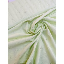 Tissu coton vert lime " Embroidery "