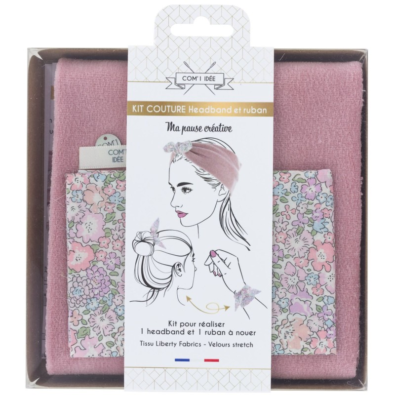 Kit headband + ruban velours et Liberty Rose