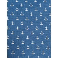 Tissu coton ancre bleu