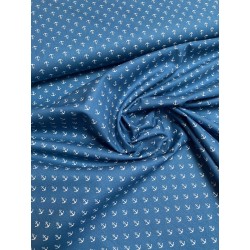 Tissu coton ancre bleu
