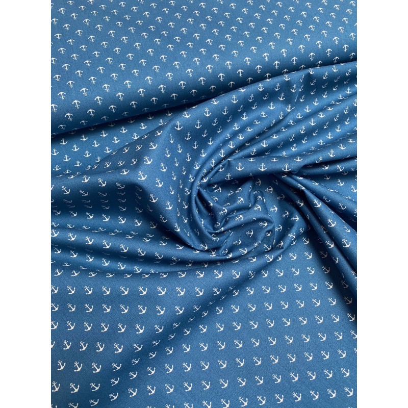 Tissu coton ancre bleu Tissu coton ancre bleu
