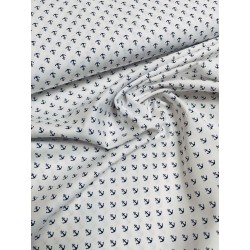 Tissu coton ancre blanc