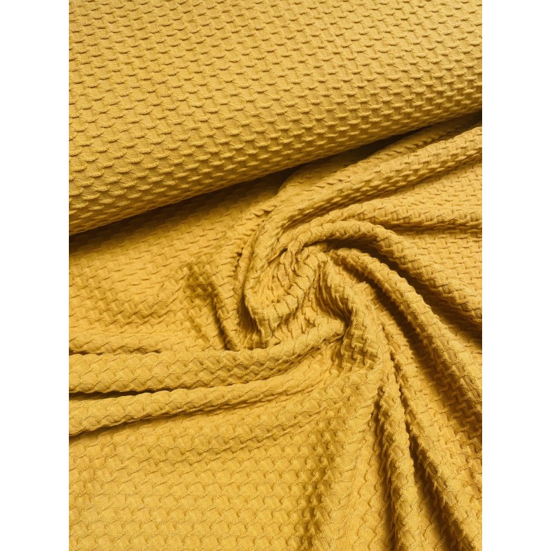Tissu jersey jacquard moutarde Tissu jersey jacquard moutarde