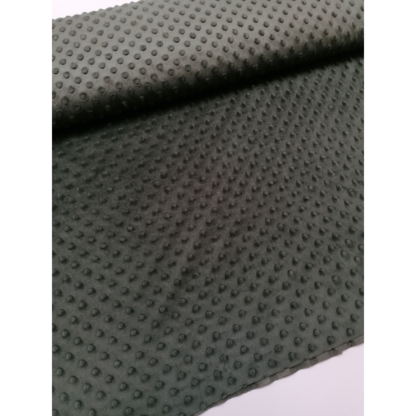 TISSU "minky" vert olive polyester