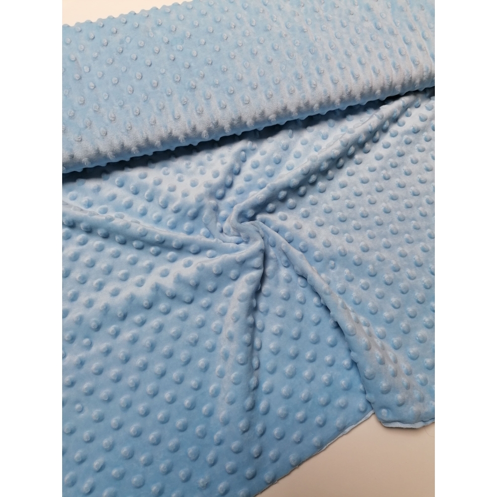 TISSU "minky" bleu ciel polyester