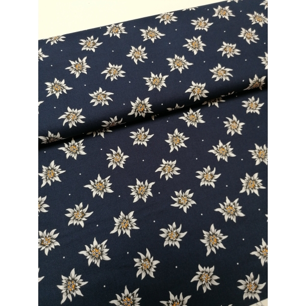 Tissu coton edelweiss bleu foncé