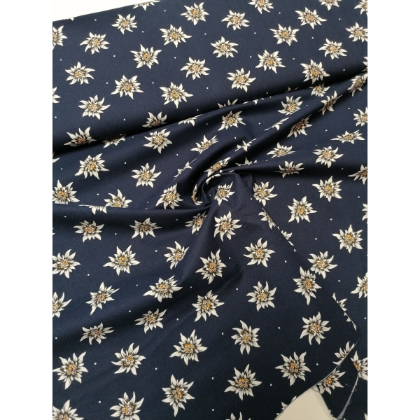 Tissu coton edelweiss bleu foncé