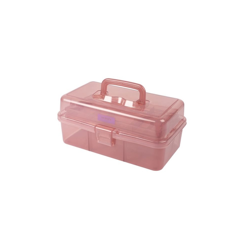 Boîte à couture rose transparent