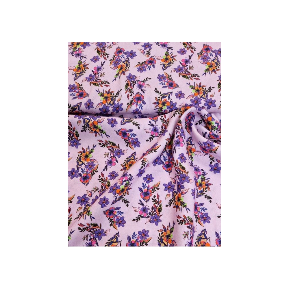 Tissu Viscose fleurs fond lila