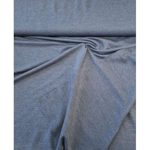 Tissu jersey coton gratté bleu jean