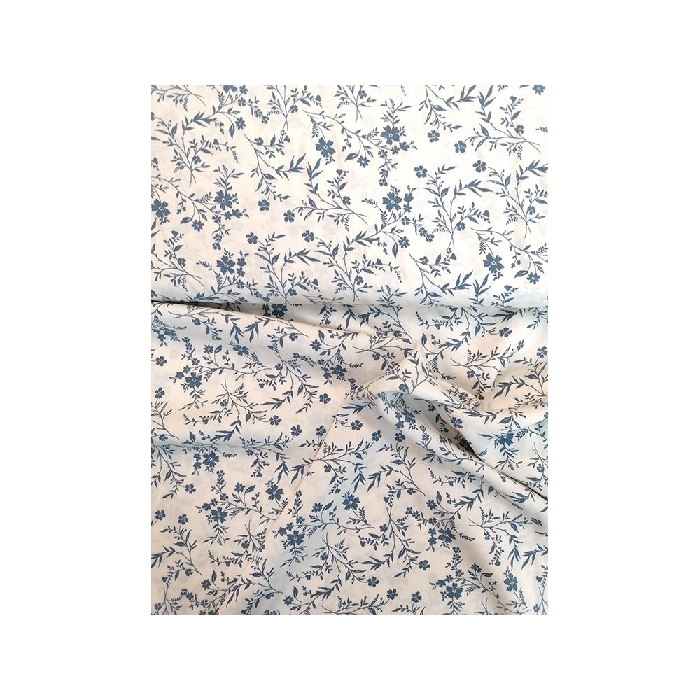 Viscose fleurs bleu fond blanc 001